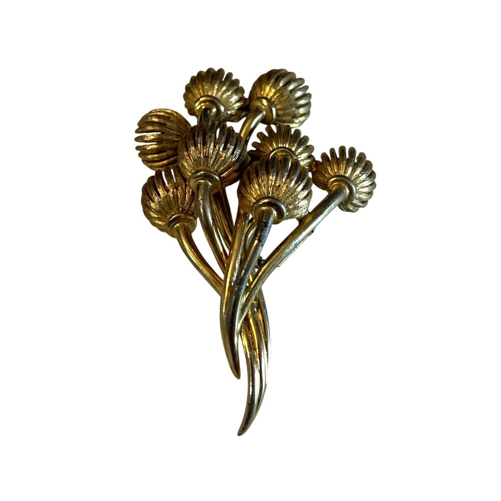 Vintage Boucher Gold Tone Flower Brooch Pin Signed #81128 Floral Jewelry